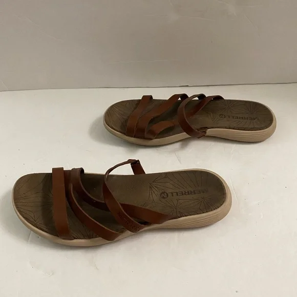 Merrell Shoes Merrell Duskair Seaway Slide Oak Leather Sandals